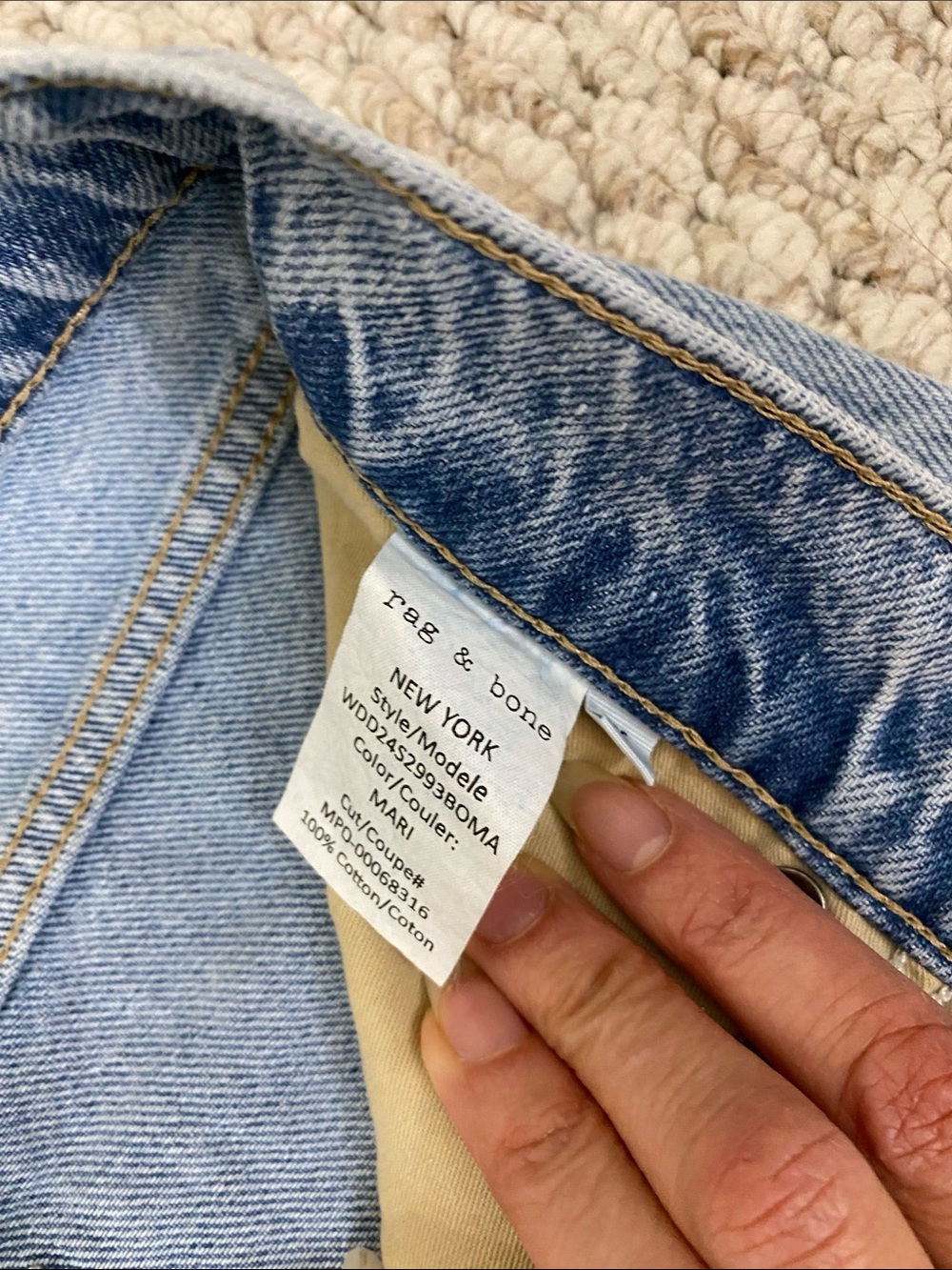 rag & bone Light Blue Wide-Leg Jeans with Frayed Hem - Picture 4 of 5